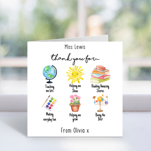 Personalised Thank You For Teaching Me Card