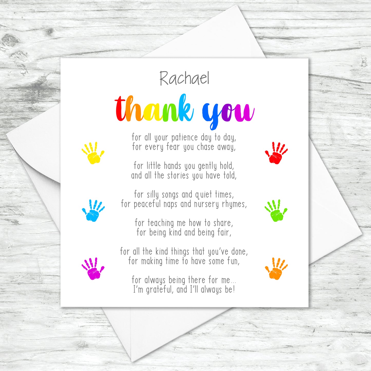 Personalised Thank You Poem Card