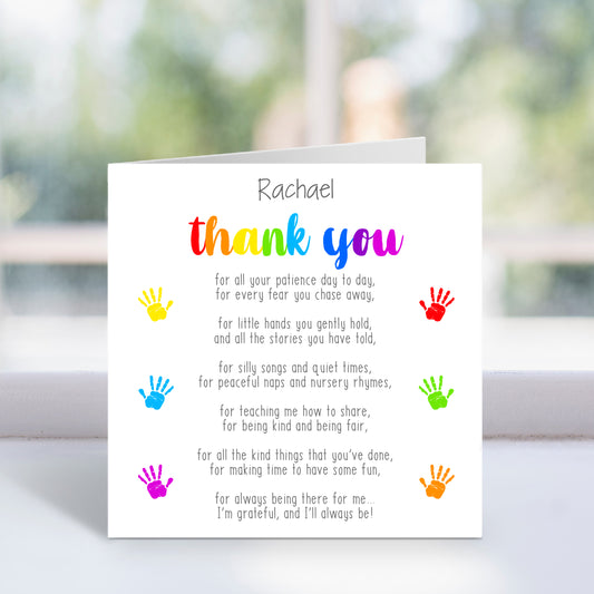 Personalised Thank You Poem Card