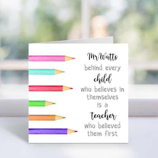 Personalised Thank You For Believing In Me Card