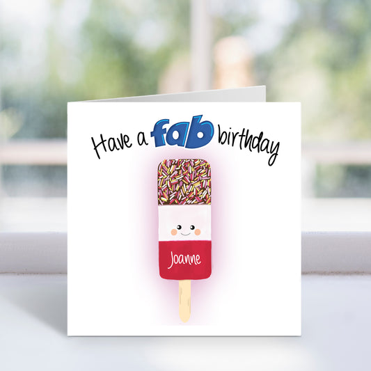 Personalised Fab Lolly Birthday Card