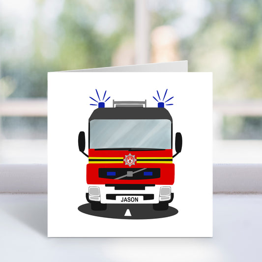 Personalised Fire Engine Card