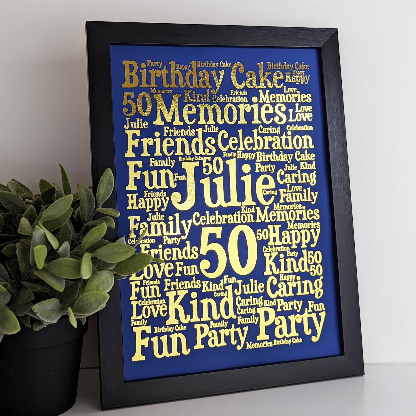 Personalised Foil Metallic Birthday Age Word Art Print