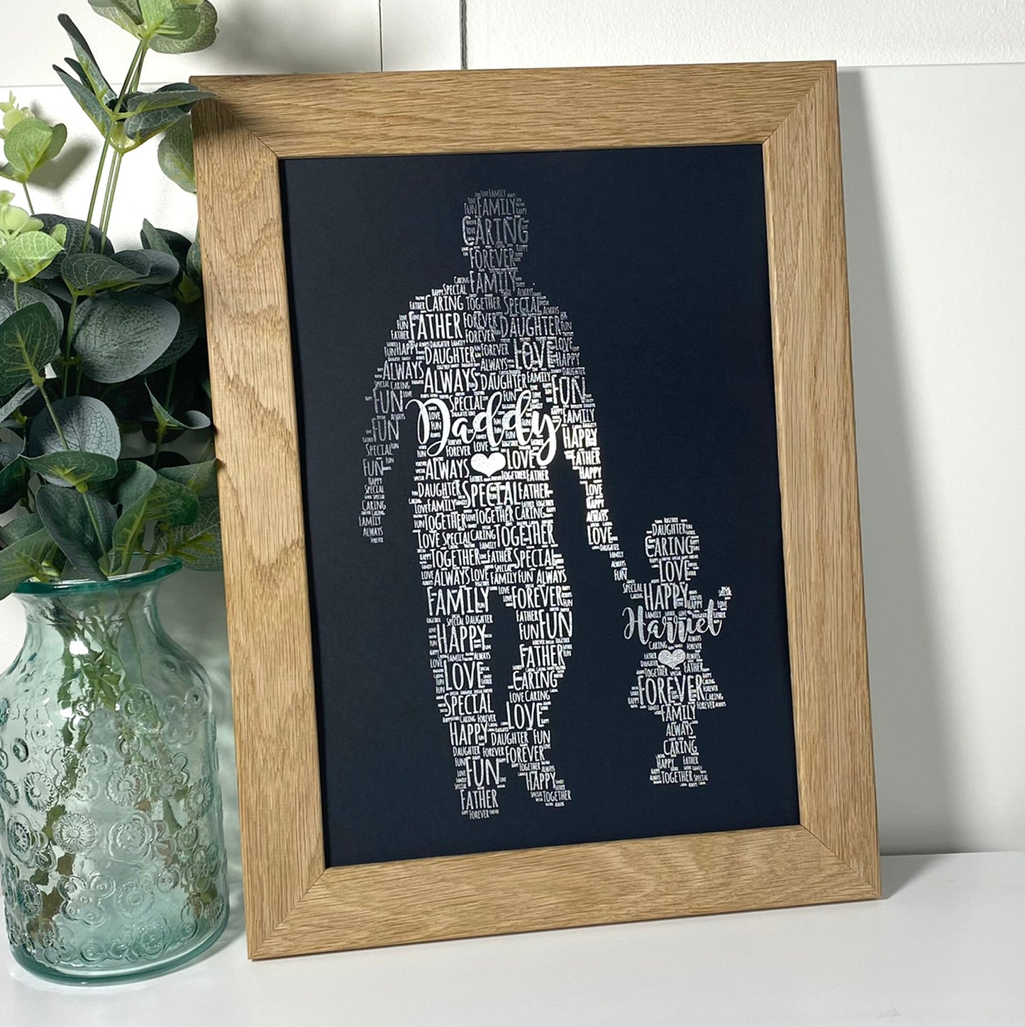 Personalised Foil Father & Child Word Art Print