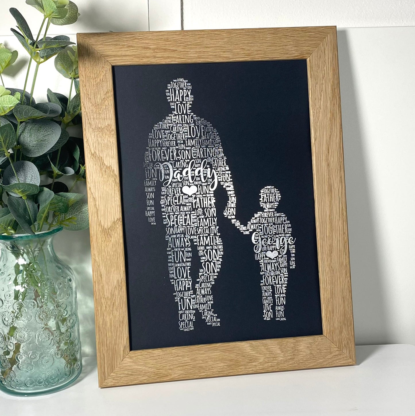 Personalised Foil Father & Child Word Art Print