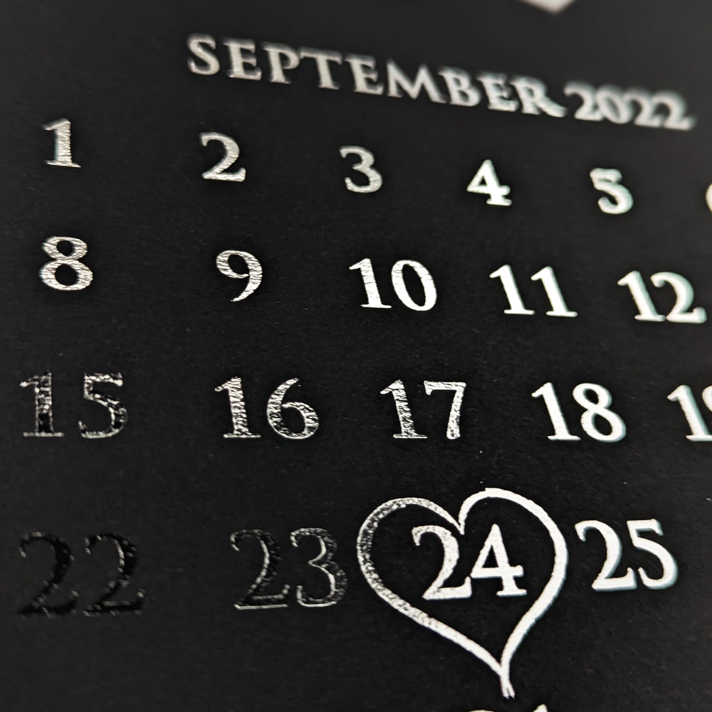 Personalised Foil Metallic Our Wedding Date Calendar Print