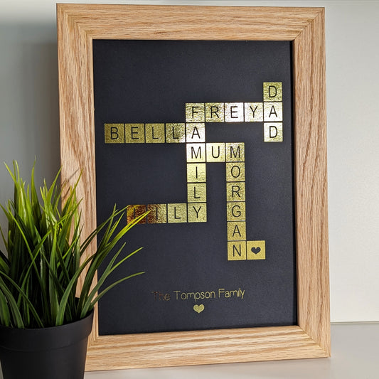 Personalised Foil Metallic Scrabble Family Print