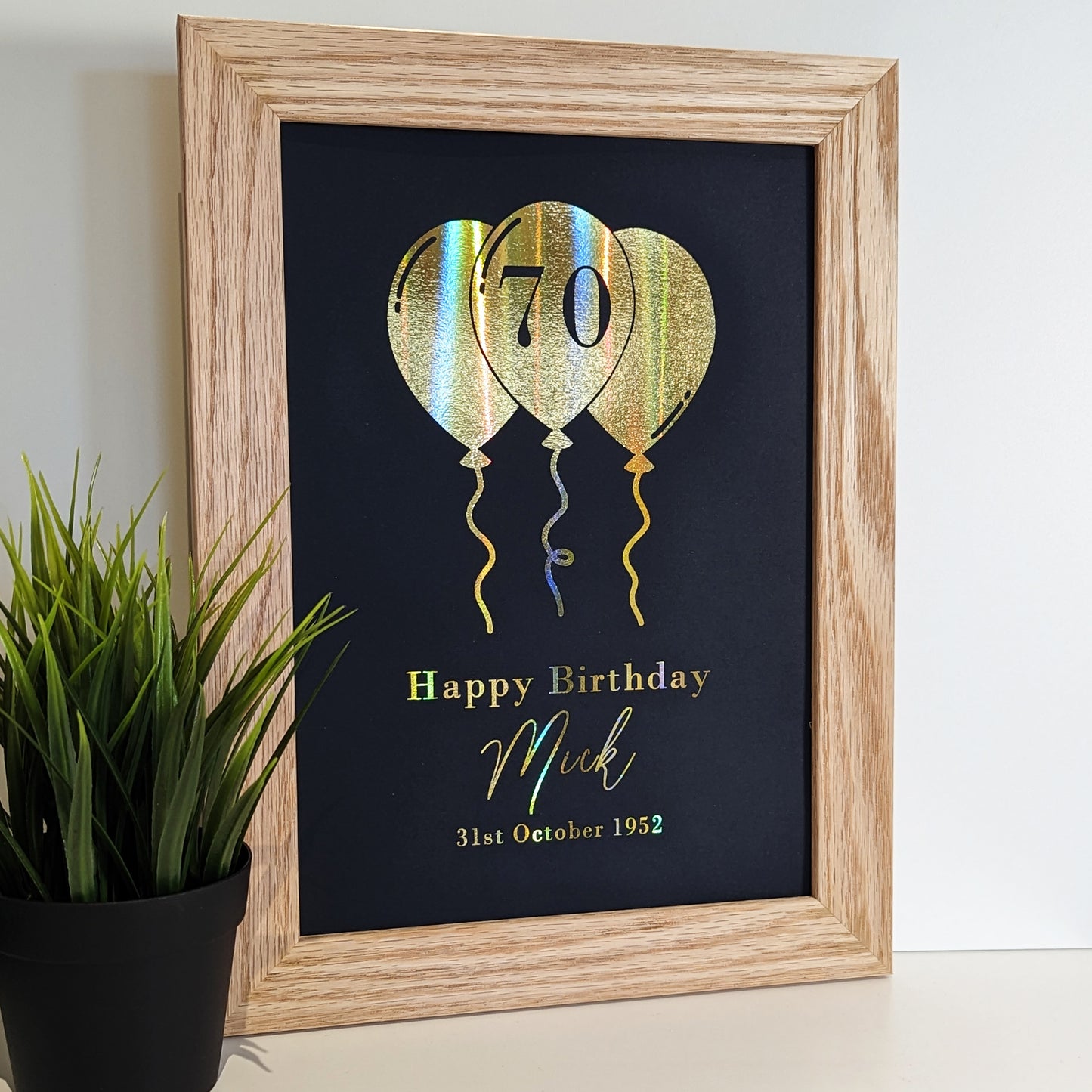 Personalised Foil Metallic Any Age Birthday Balloon Word Art Print