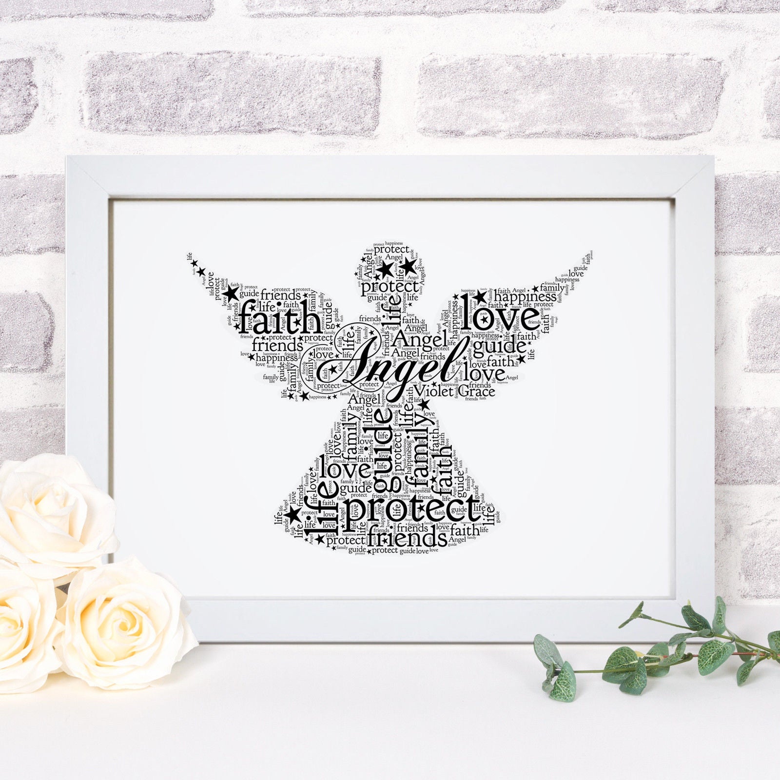 Personalised Angel Word Art Print – Violet Grace