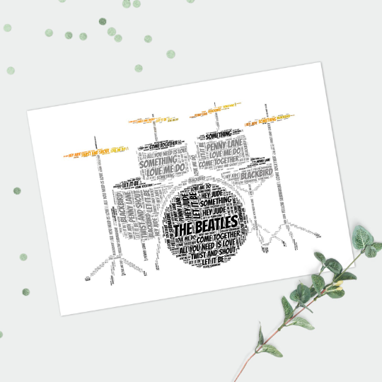 Personalised Drum Kit Word Art Print