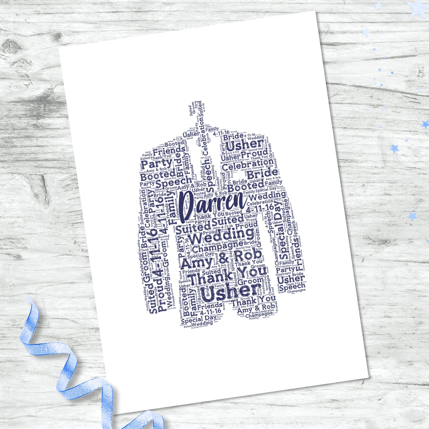 Personalised Best Man Suit Word Art Print