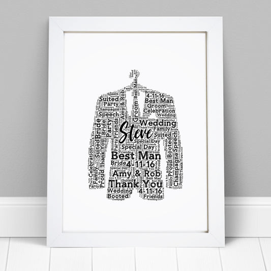 Personalised Best Man Suit Word Art Print