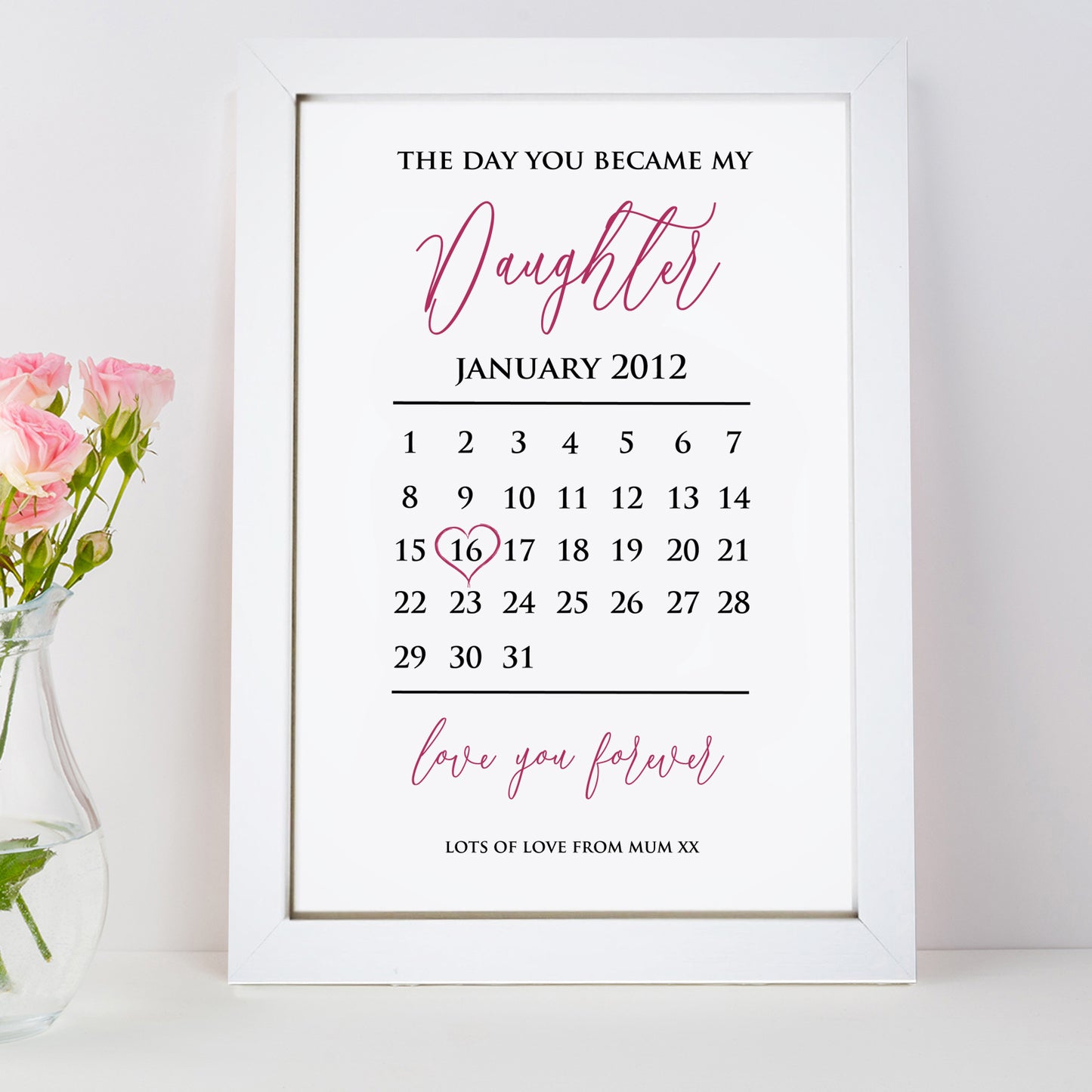 Personalised The Day You Became My Son/ Daughter Calendar Print