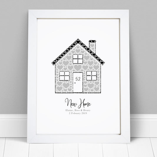 Personalised Heart House Home Print