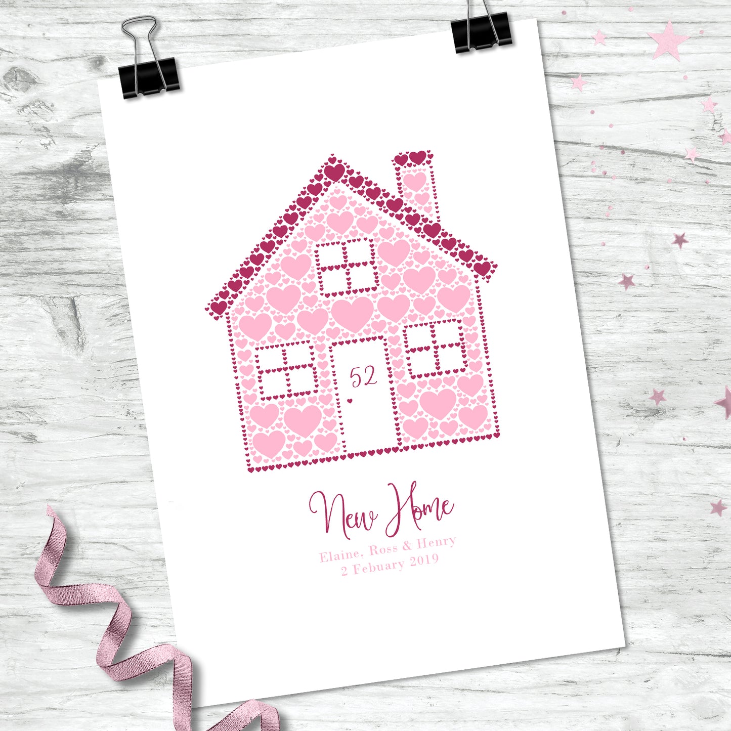 Personalised Heart House Home Print