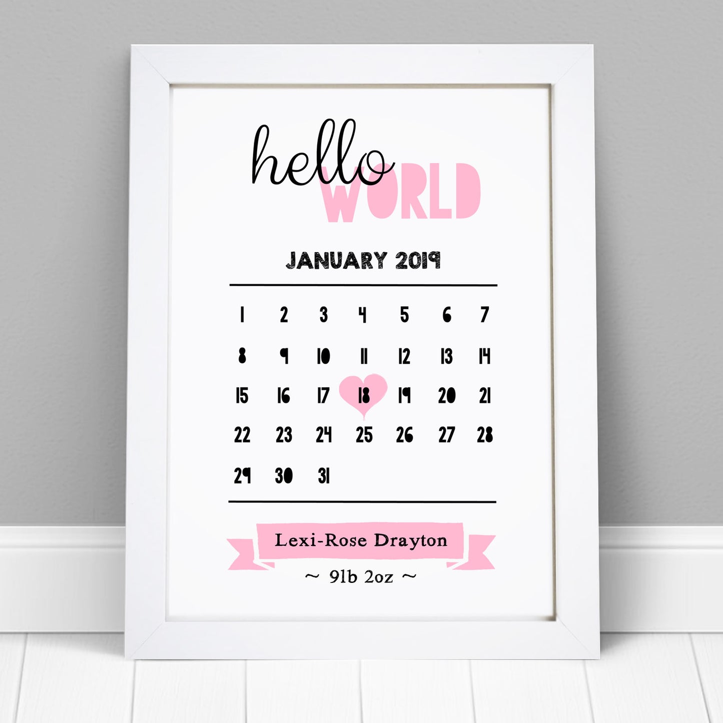Personalised New Baby Boy Girl Date Of Birth Print