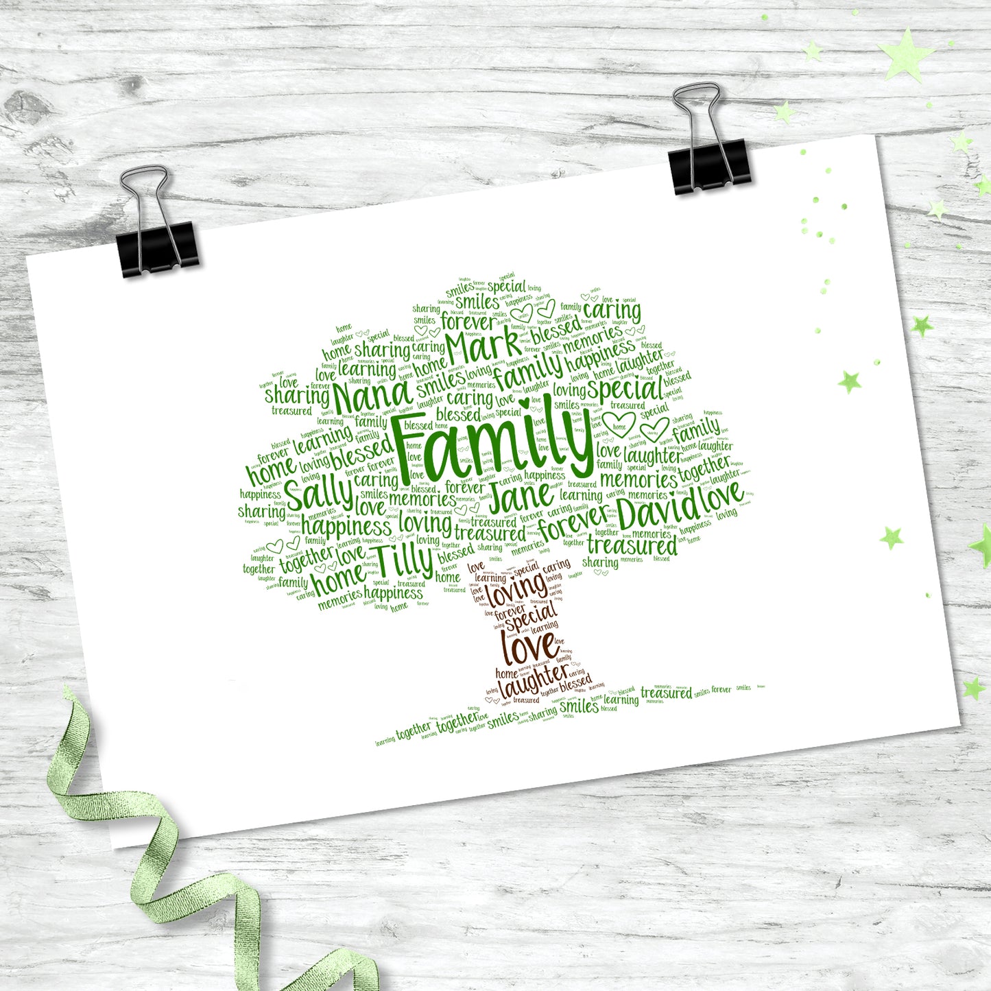 Personalised Family Tree Word Art Print