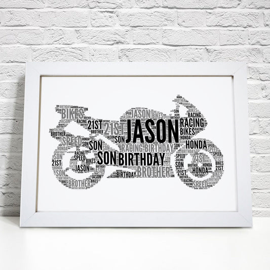 Personalised Motorbike Word Art Print