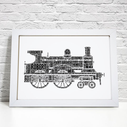 Personalised Steam Engine Train Word Art Print